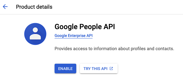 Google Cloud Console에서 Google People API 를 검색하고 활성화합니다.