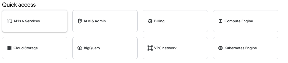 Google Cloud Console에서 서비스를 활성화하기 위해 APIs & Services 를 선택합니다.