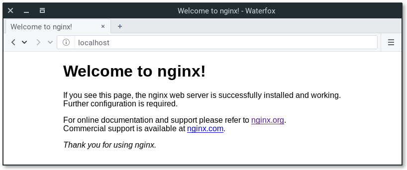 기본 NGINX 랜딩 페이지 예시.