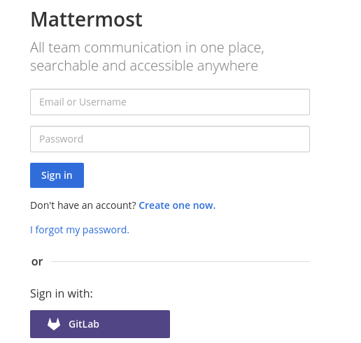 GitLab 자격 증명을 사용하여 Mattermost에 로그인합니다.