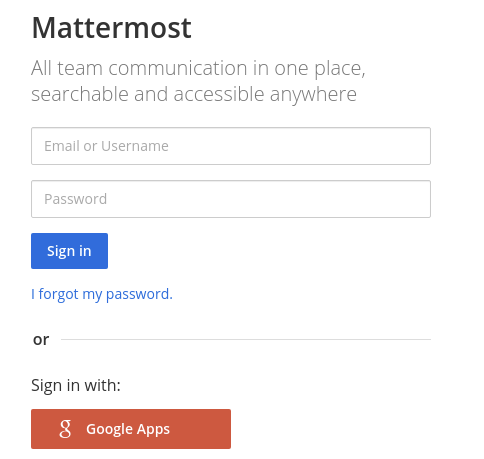 Google Apps 자격 증명을 사용하여 Mattermost에 로그인합니다.