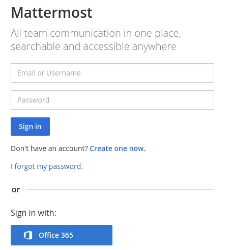 Office 365 자격 증명을 사용하여 Mattermost에 로그인합니다.